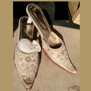 ShoesSZ8 leather suede beading sequin kitten heel